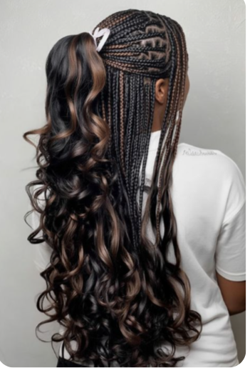Small Medium French Curls Braids at Benstar Salon
