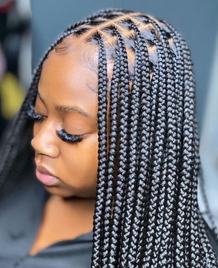 Small Medium Knotless Braids at Benstar Salon